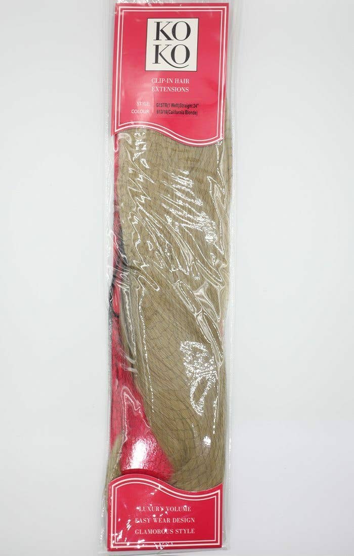 Femme Luxe – wholesale Hair extensions – California Blonde 26" Synthetic Straight Hair Extensions Clip In Piece - Auora2