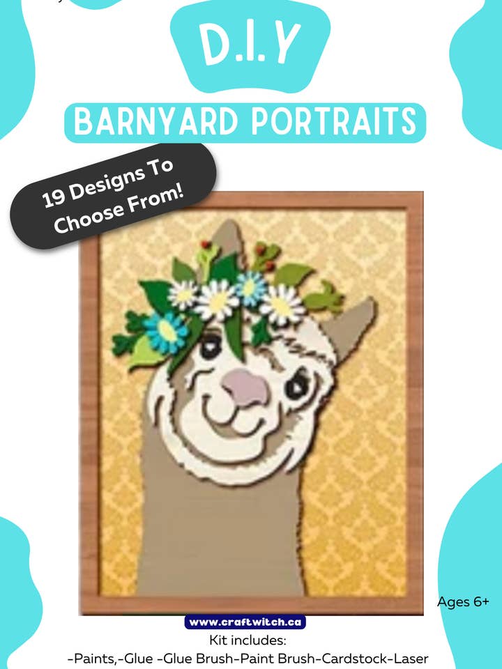 Barnyard Animal Wooden Layered Portrait-Alpaca for wholesale by The Craft Witch