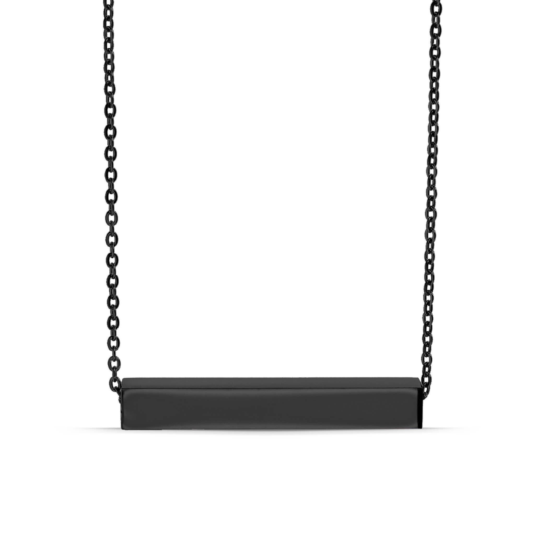 WJW - Wholesale Pendant/Charm Necklace - Square 4 Sided Horizontal Bar Polished Stainless Steel Necklace3