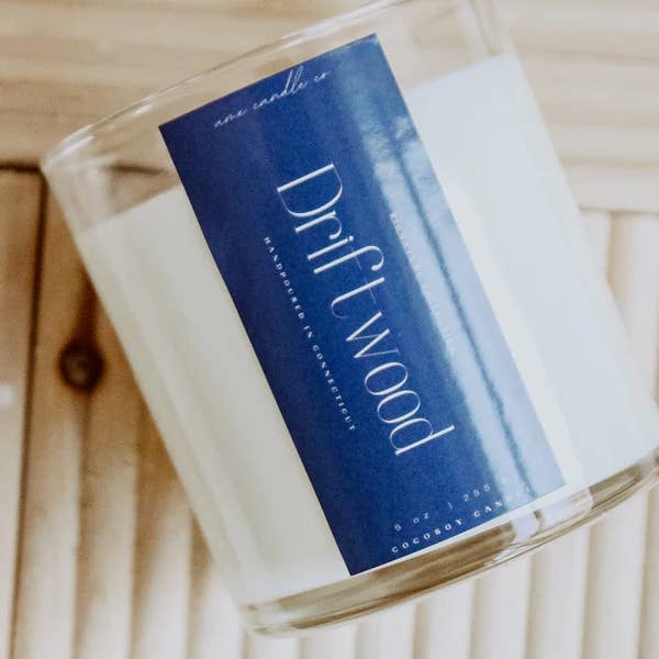 Driftwood Coconut Soy Candle for wholesale by Ame Candle Co