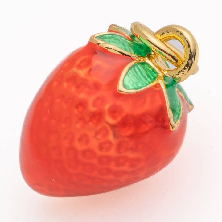 Jewel Pledge - Wholesale Individual Charm/Pendant - Strawberry Enamel Pendant Charm Fruit Jewelry CPG3770