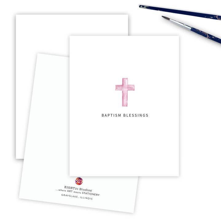 Eight21 Studios + Unique Greeting Cards, Art and Stationery - Wholesale Religious Card - Baptism Congratulations, Girl Baby Dedication Greeting Card3