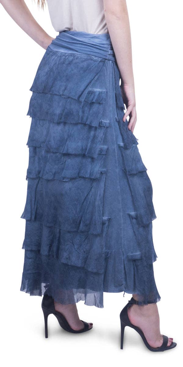 Gigi Moda - Vente Jupe – femme - Jupe volantée longue en soie55