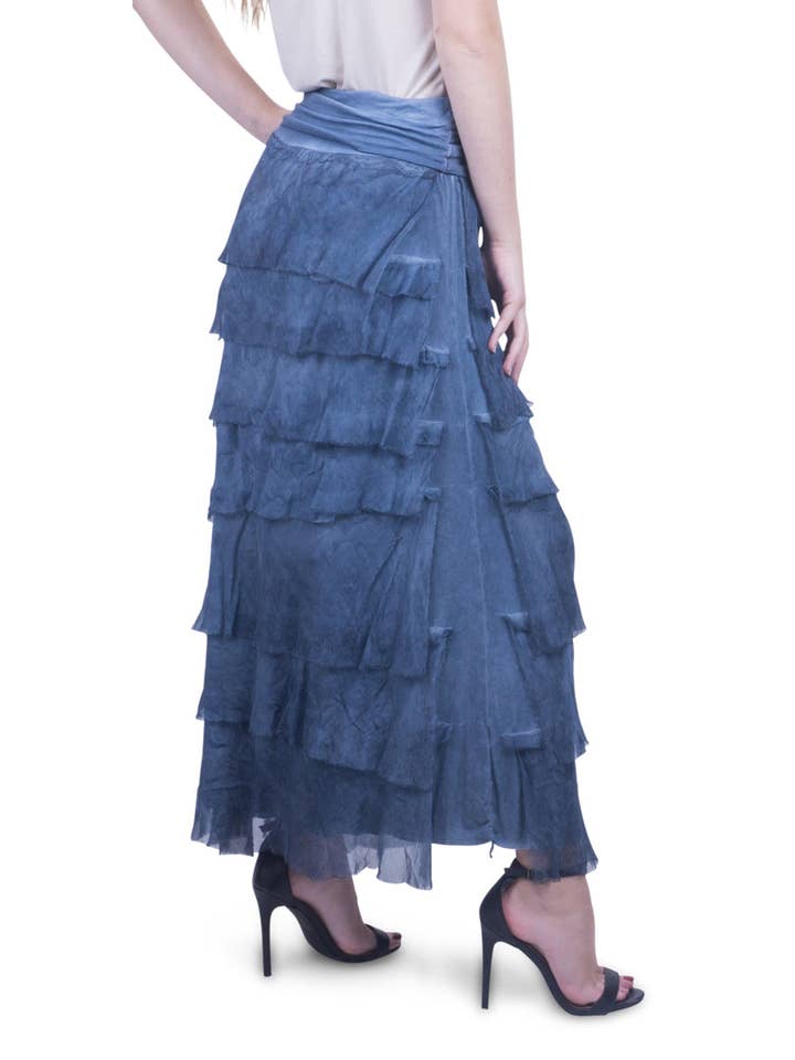 Gigi Moda - Vente Jupe – femme - Jupe volantée longue en soie55