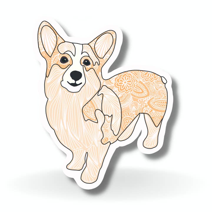 Corgi Dog Sticker, Hand-Drawn, Waterproof, Vinyl, Animal for wholesale by Lola & Bean Creations