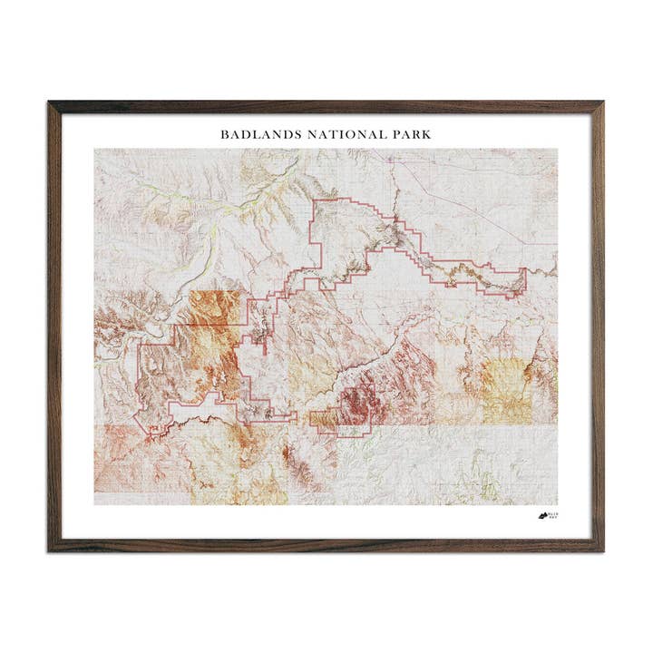 Badlands Relief Map for wholesale by Muir Way