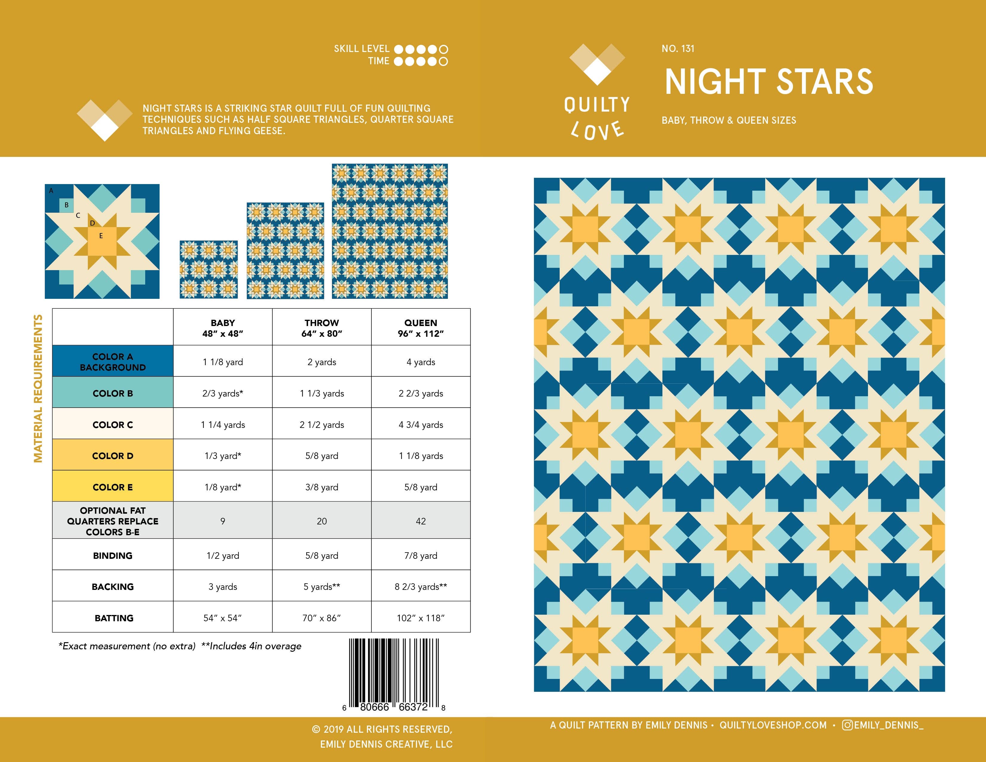 Quilty Love – Großhandel Bastel-Nähset – Night Stars Papier-Quiltmuster8
