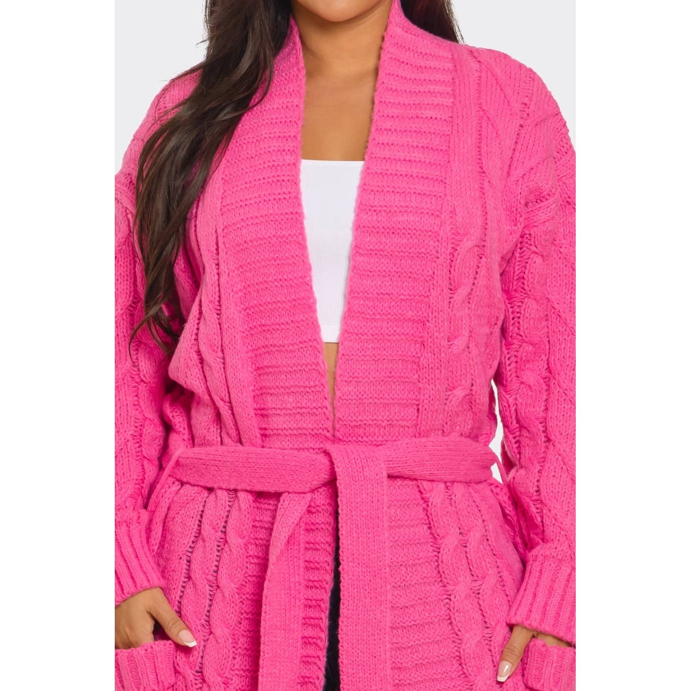 HiteJeans - Vendita all'ingrosso Cardigan - Donna - MAXI CARDIGAN IN MAGLIA CON CINTURA8