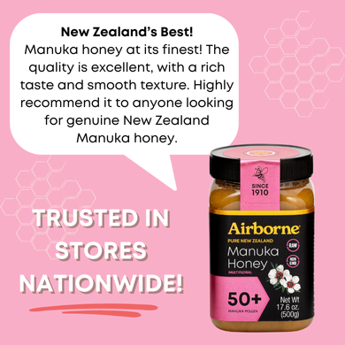 Airborne Honey USA - Wholesale Honey - Manuka 50+ Multifloral Honey | Raw | Unfiltered  17.6oz2