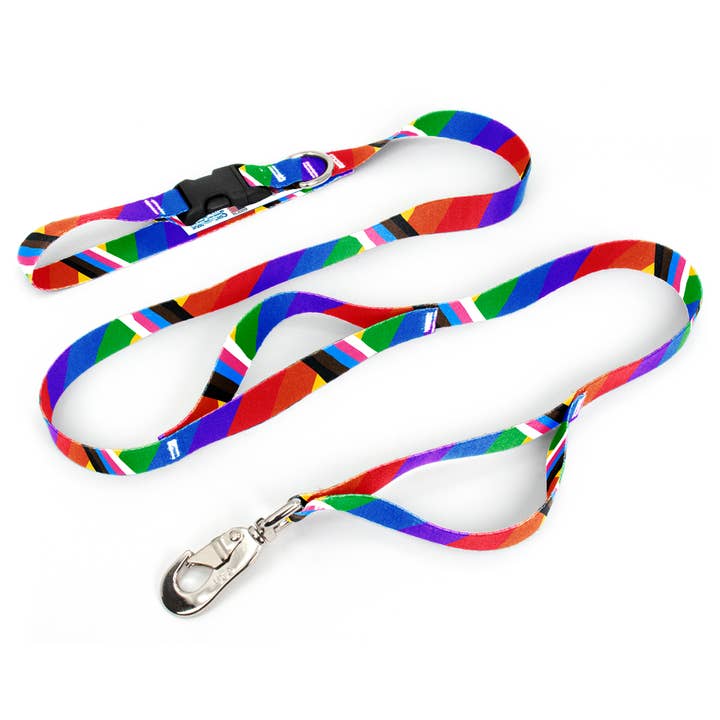Pride Rainbow Plus Fab Grab Leash - Made in USA for wholesale by Buttonsmith