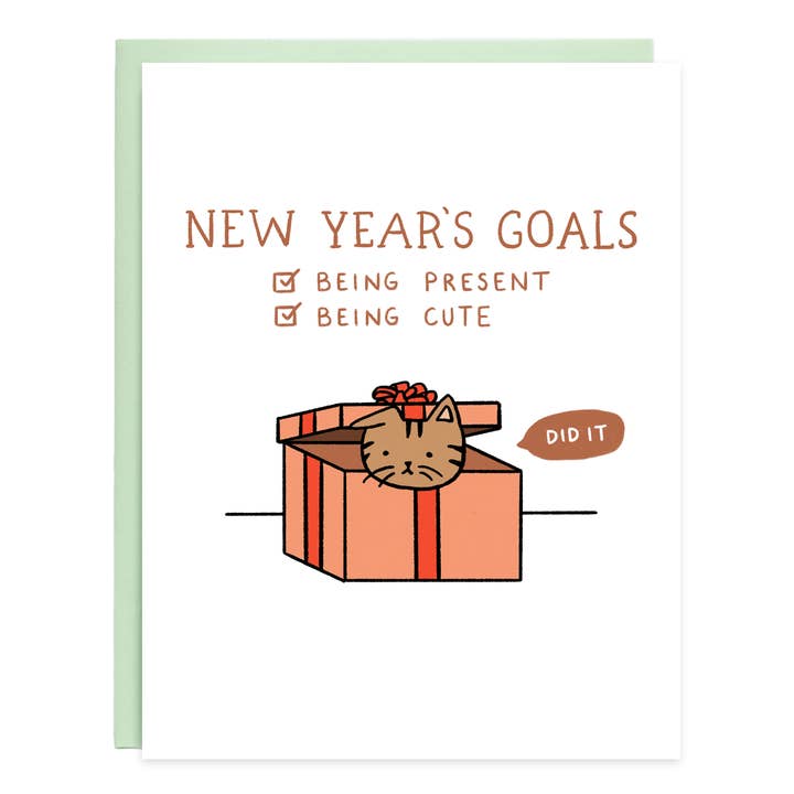 New Year's Goals Present Holiday Card for wholesale by Tiffbits