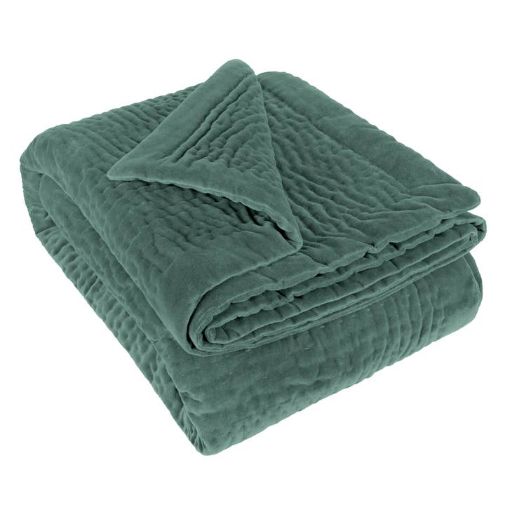 Haze Velvet Quilted Throw Seafoam for wholesale on Faire