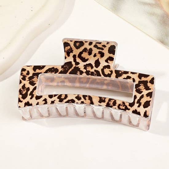 Haaraccessoire Grote Haarklem met Luipaardprint voor wholesale door Plush Looks