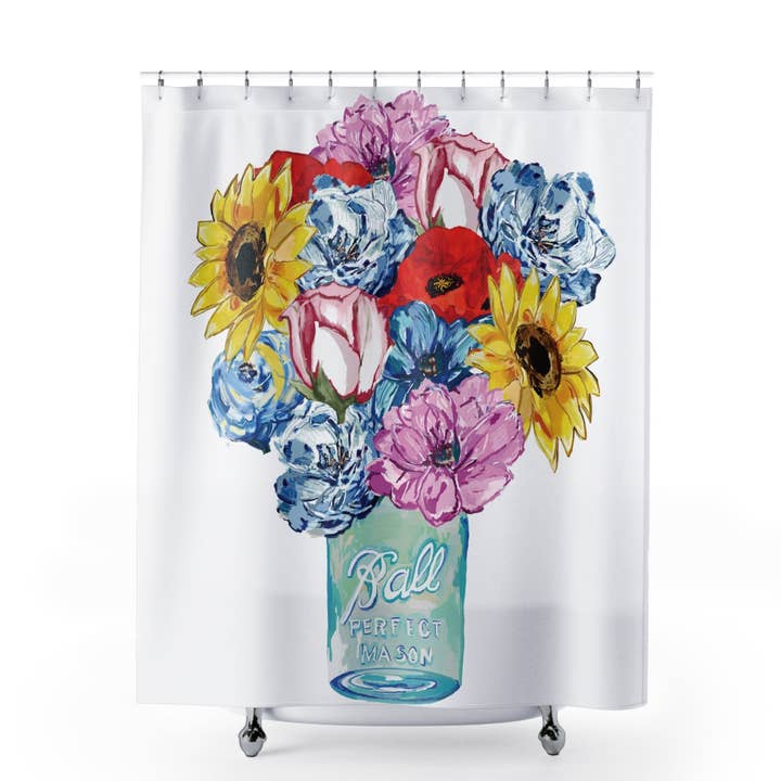 Vibrant Floral Shower Curtain - Perfect for Brightening Bathrooms and Special Occasions for wholesale by Blue Cava