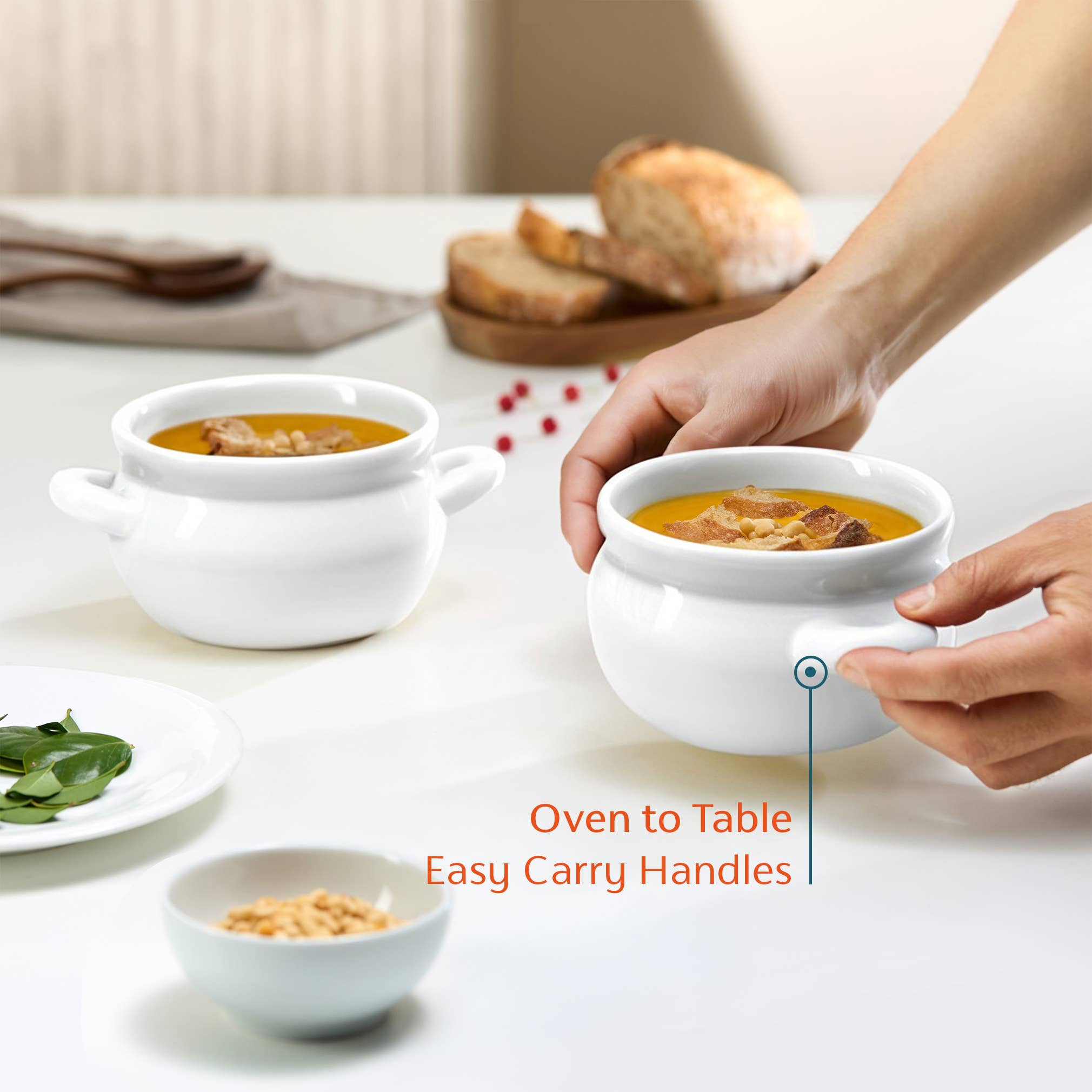 Kook - Wholesale Serve Bowl - Kook Puebla Ceramic French Onion Soup Crocks, Set of 4,18 oz6