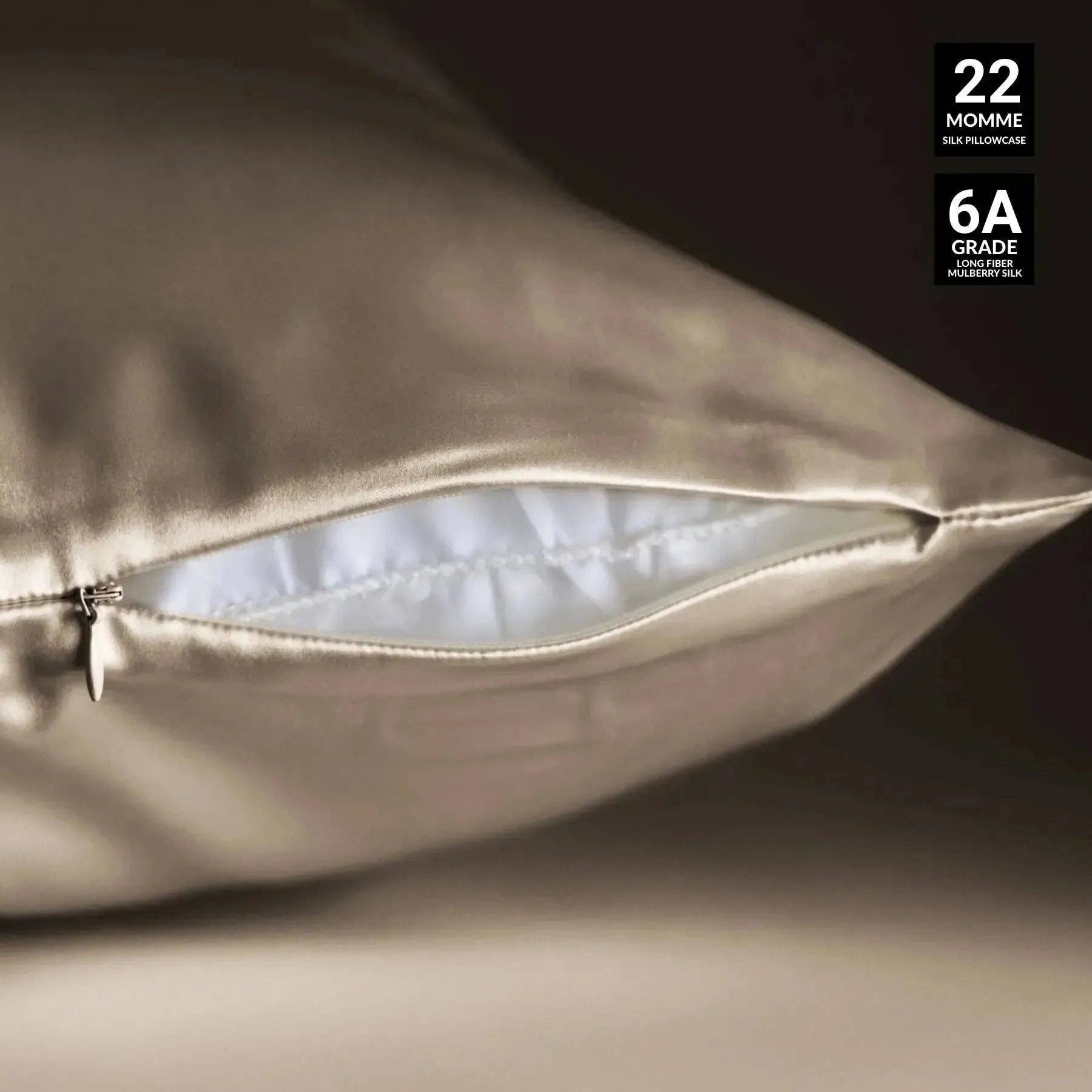 SilkSleek® – Engroshandel Hovedpudebetræk – Taupe silke pudebetræk8