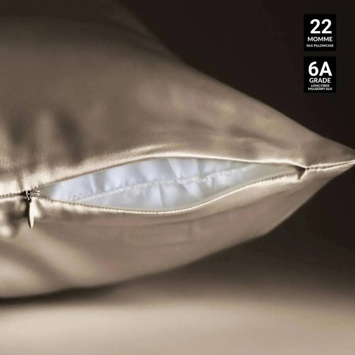 SilkSleek® – Engroshandel Hovedpudebetræk – Taupe silke pudebetræk8