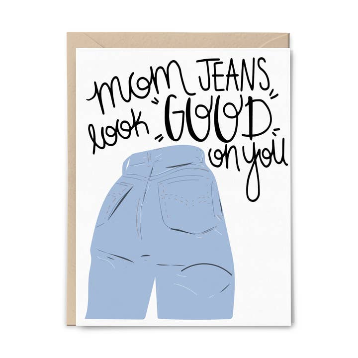 Mom Jeans Card for wholesale by Lane Paper Works