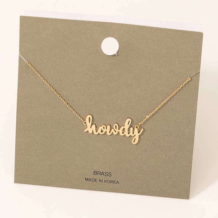Handwritten Howdy Print Necklace for wholesale by Fame Accessories