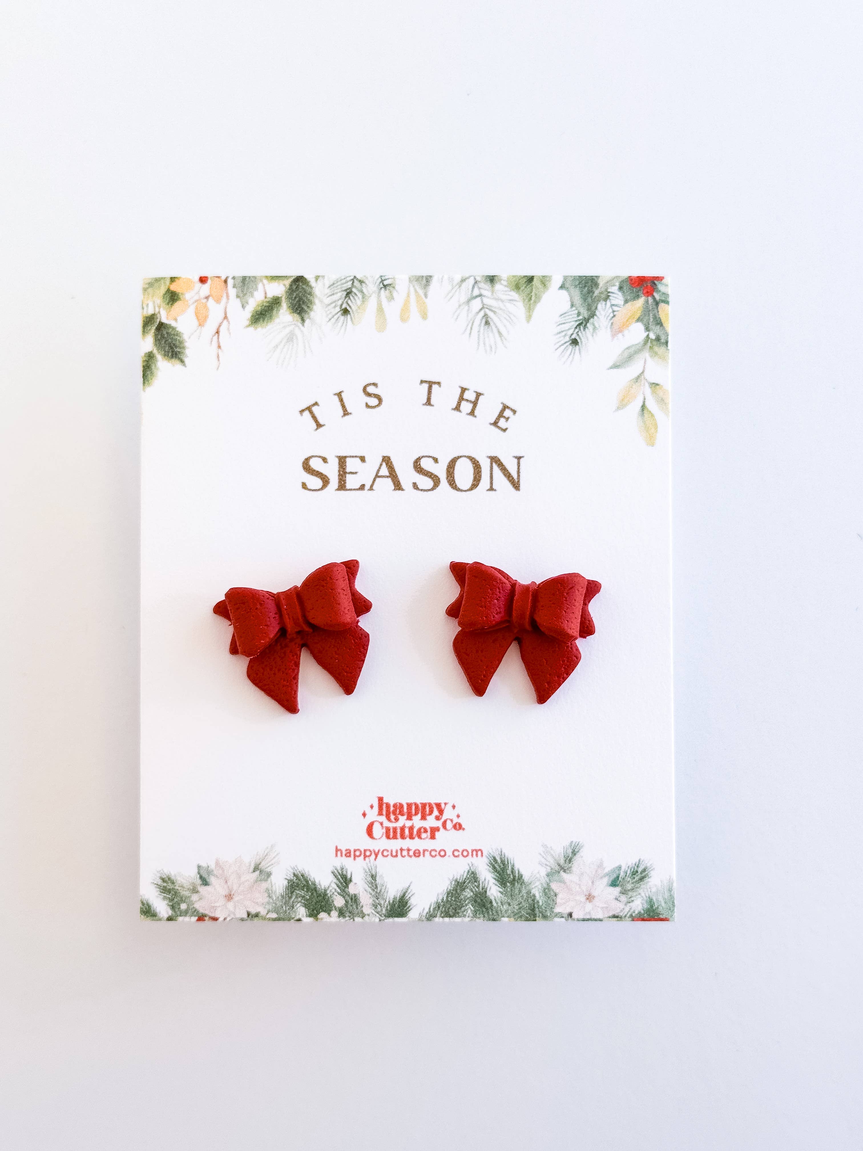 Happy Cutter Co - Wholesale Stud/Post Earrings - Christmas Studs - Classic Red Holiday Bow Stud Earrings2