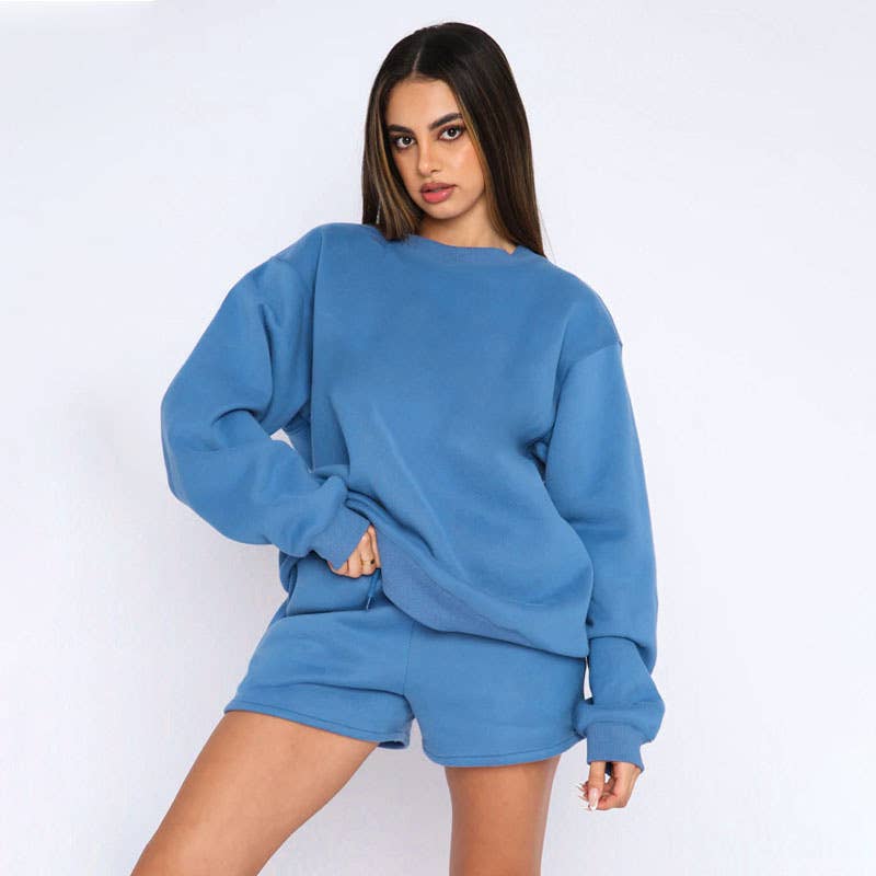 Masyal – wholesale Lounge set – Women's – Spring and Autumn Long Sleeve Sweatshirt Women's Shorts Set7
