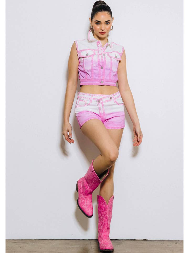 Vibrant M.i.U - Wholesale Shorts - Women's - Ombre Sky Crossfront Shorts