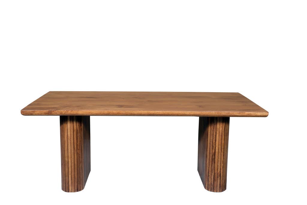 HomeRoots - Wholesale Console Table - 82" Brown Wood Double Pedestal Base Dining Table0