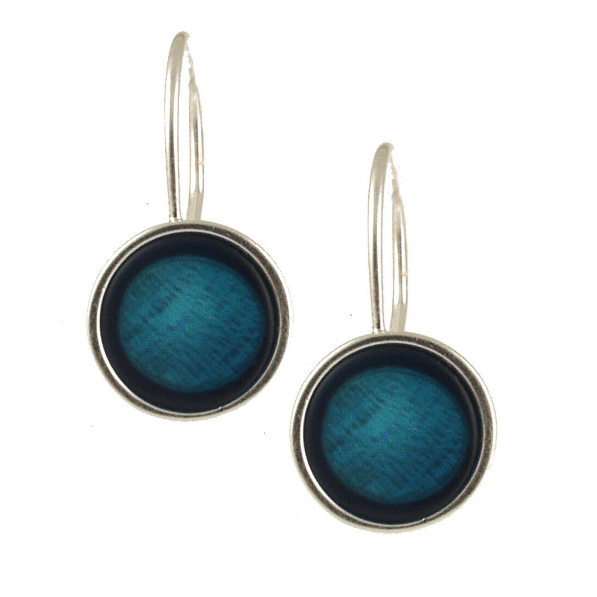 Origin Jewelry - Vente Boucles d'oreilles pendantes - Boucles d'oreilles pendantes en résine et coquillage - Rondes, monture argentée, 0,75"2