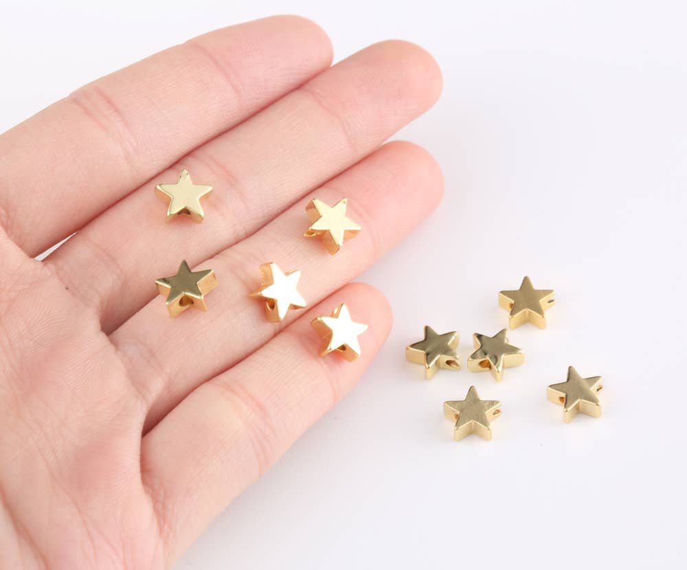 findings4uGem - Wholesale Individual charm/pendant - Dainty Gold Filled Star Bead, Star Charm Spacer Beads, BD049