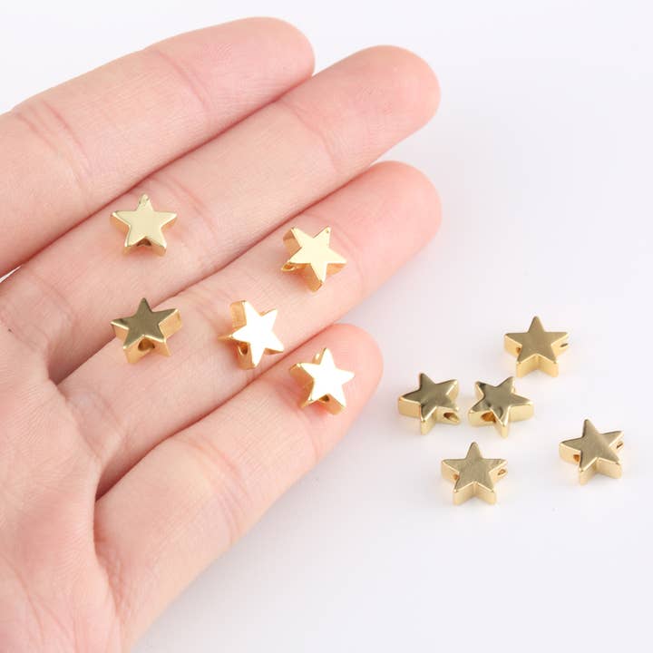 Beads Creation - Wholesale Individual Charm/Pendant - Gold Filled Star Bead, Spacer Beads, BD0491