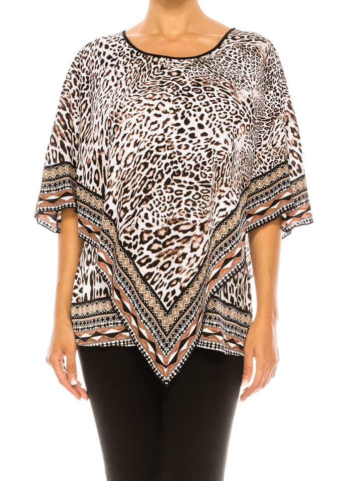 Nygard Animal Print Capelet Top for wholesale by New Yorker's Apparel