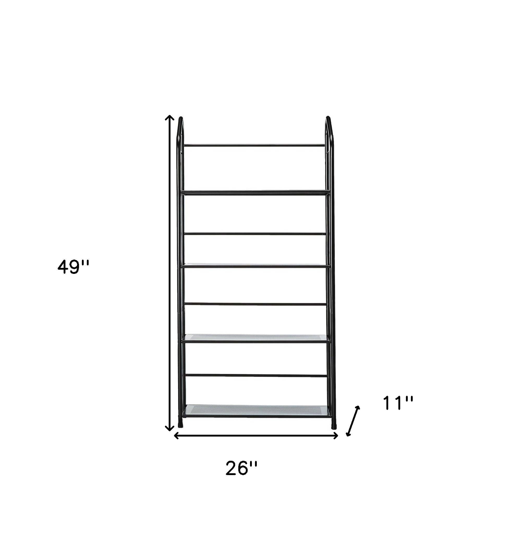 HomeRoots - Wholesale Bookcase - Black Four Shelf Metal Standing Book Shelf6