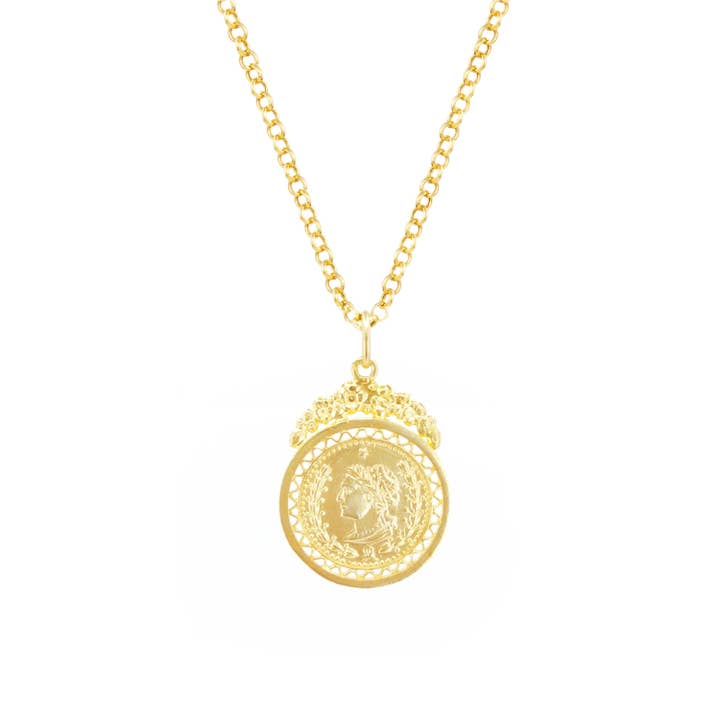 Necklace Coin in Gold Plated Silver for wholesale by PORTUGAL JEWELS