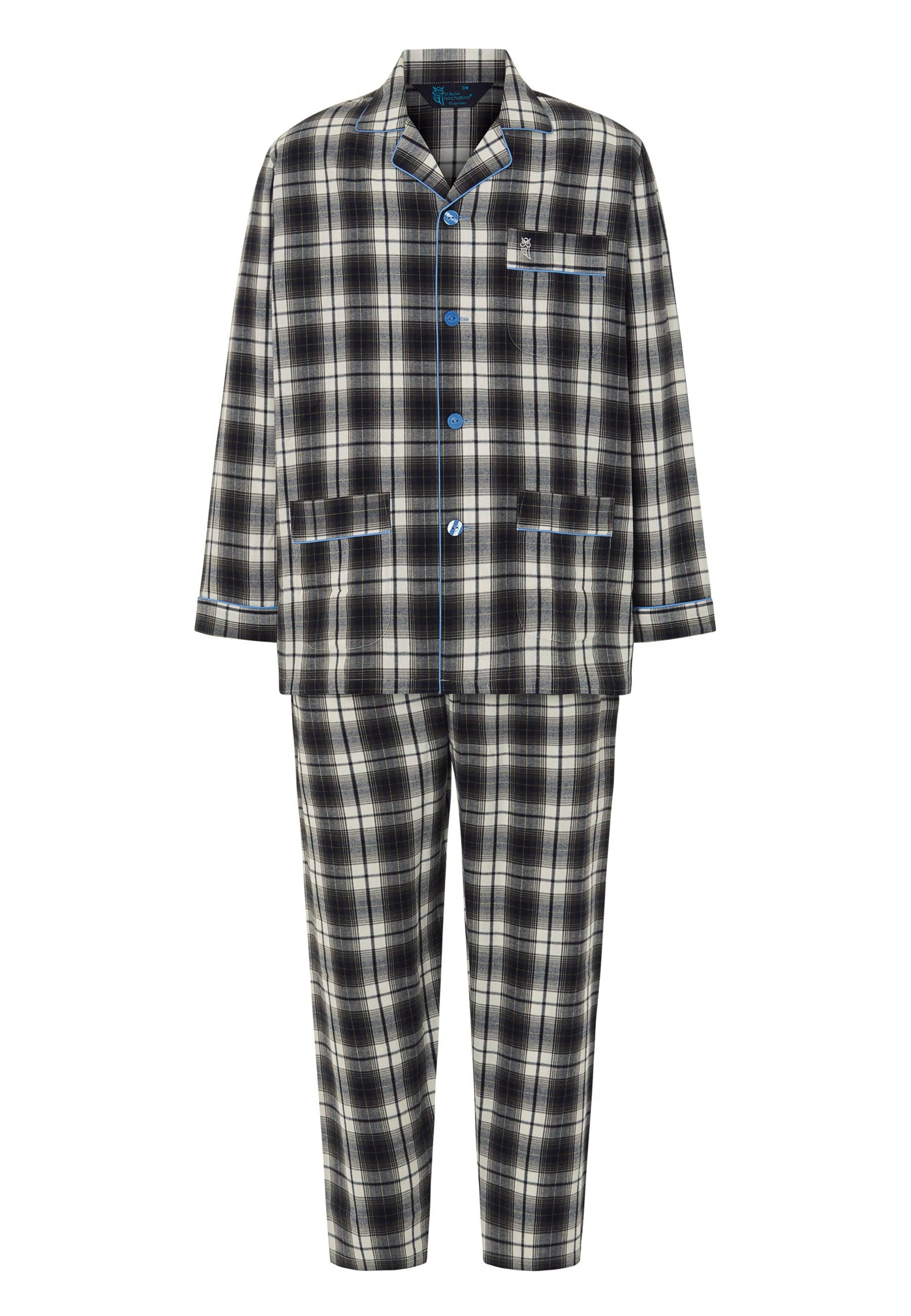 Men's Winter Long Lapel Flannel Pajamas - Grey 2911 for wholesale on Faire