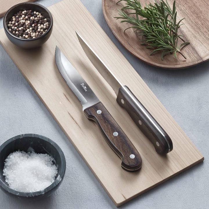 Pintinox - Wholesale Knife Set - P WOOD Set of 4 Big Size Meat Knives, Stainless Steel1