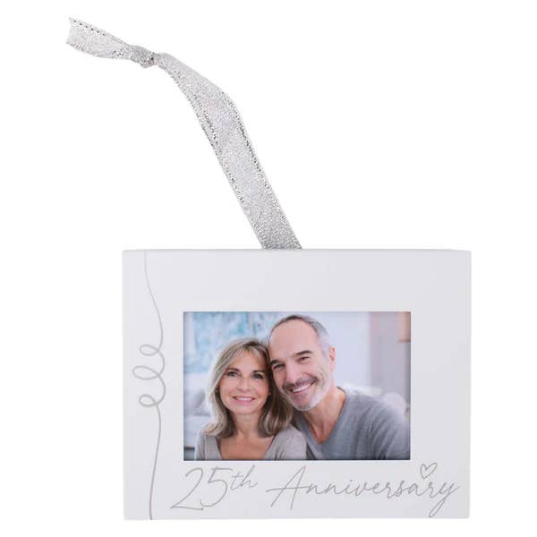 EAST AVENUE - Wholesale Ornament - Christmas Ornament Frame 25th Anniversary White/Silver1