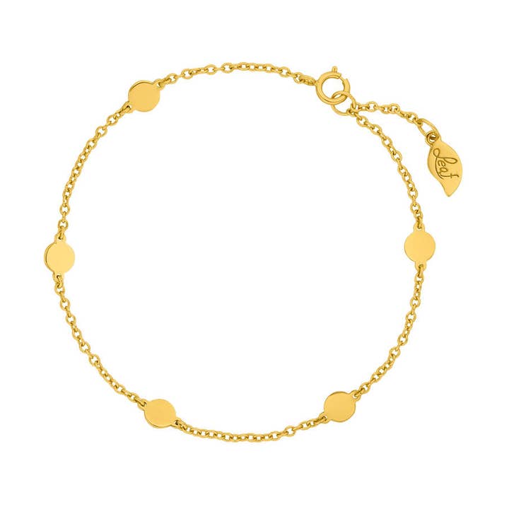 Basic bracelet with plate, 18K yellow gold plated for wholesale by Leaf Jewelry