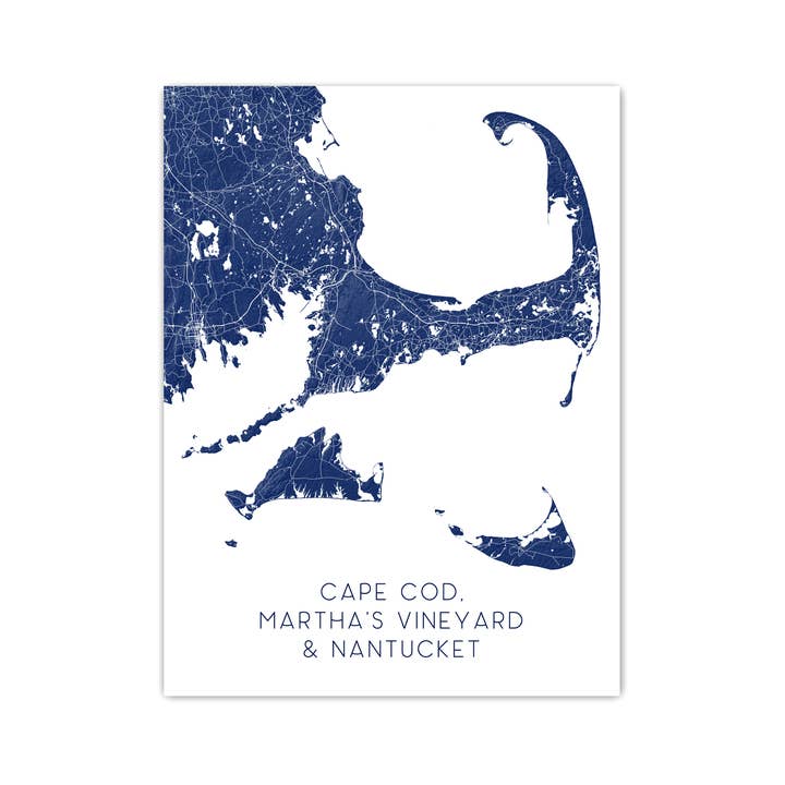 Cape Cod Map of Cape Cod and Islands - Nantucket Print, Marthas Vineyard Poster for wholesale by Maps As Art