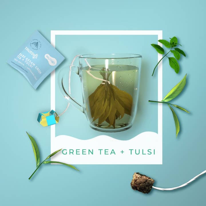 WOOLAH Rare Assam Green Tea + Holy Basil BAGLESS Teadips x15 for wholesale by Good 4 Planet Pty Ltd