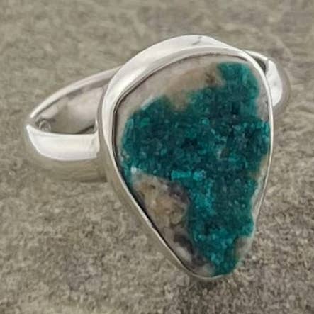 DIOPTASE CRYSTAL STERLING SILVER RING for wholesale by Nugent Jewelry