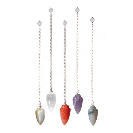 Oceanic Linkways Inc - Wholesale Spiritual Stone/Crystal - (PC)PENDULUM - TEARDROP MIXED STONES A PLAIN CHAIN 9"L