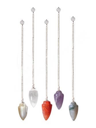 (PC)PENDULUM - TEARDROP MIXED STONES A PLAIN CHAIN 9"L for wholesale by Oceanic Linkways Inc