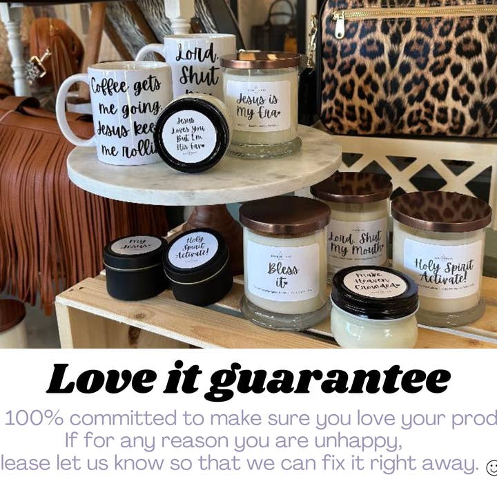 LOVE TIFFANY – wholesale Burkljus – Jesus, kaffe och torrschampo - Bourbonglas sojaljus med metalllock
