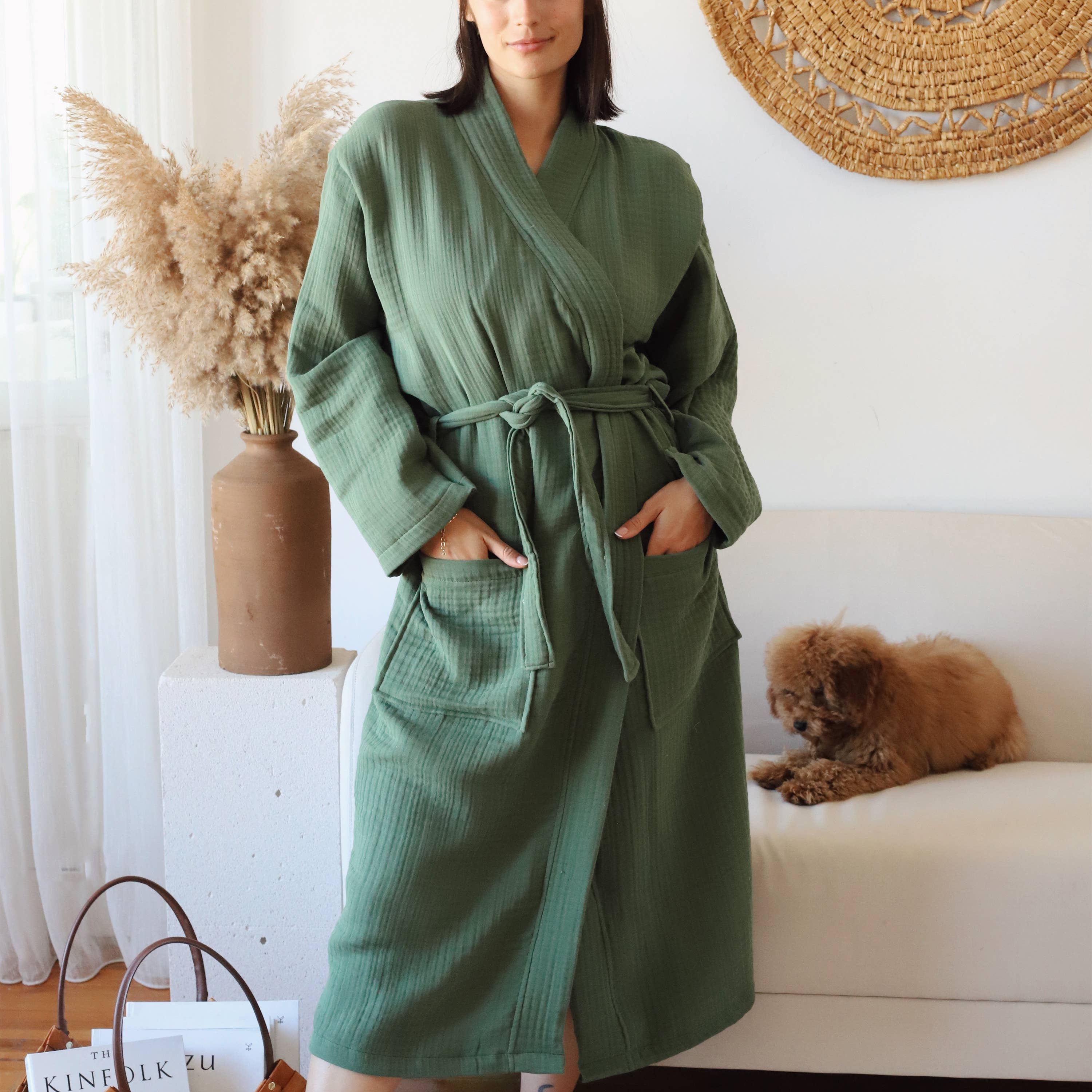 Vivamaison - Wholesale Robe - Unisex - Luxury 4 Layer Muslin Bathrobe, Natural Cotton Spa Comfort32