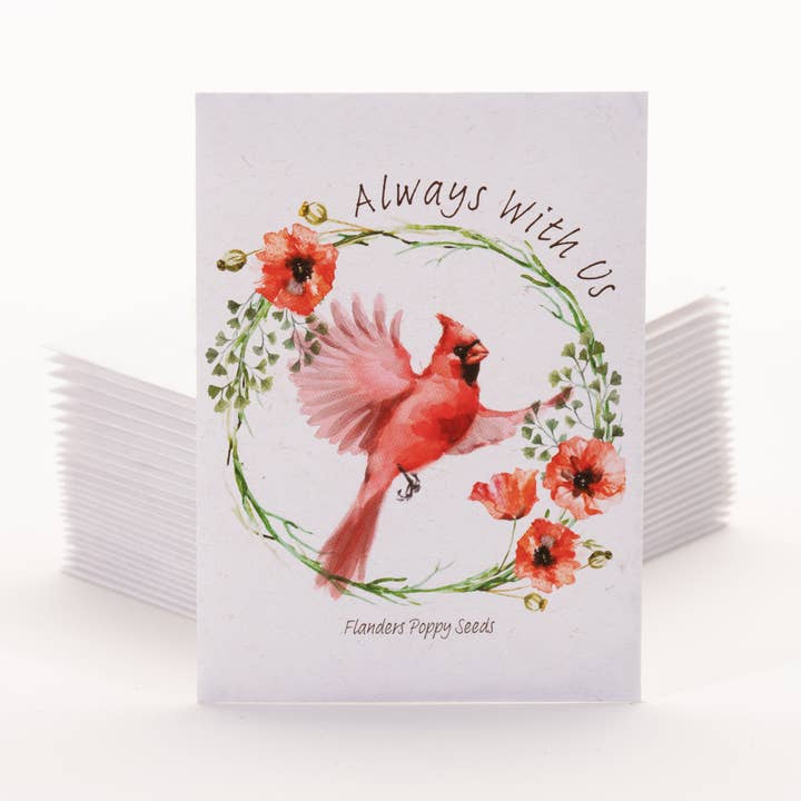 Bentley Seed Co. - Wholesale Sympathy Card - Memorial Cardinal - Flanders Poppy Seed Packets5