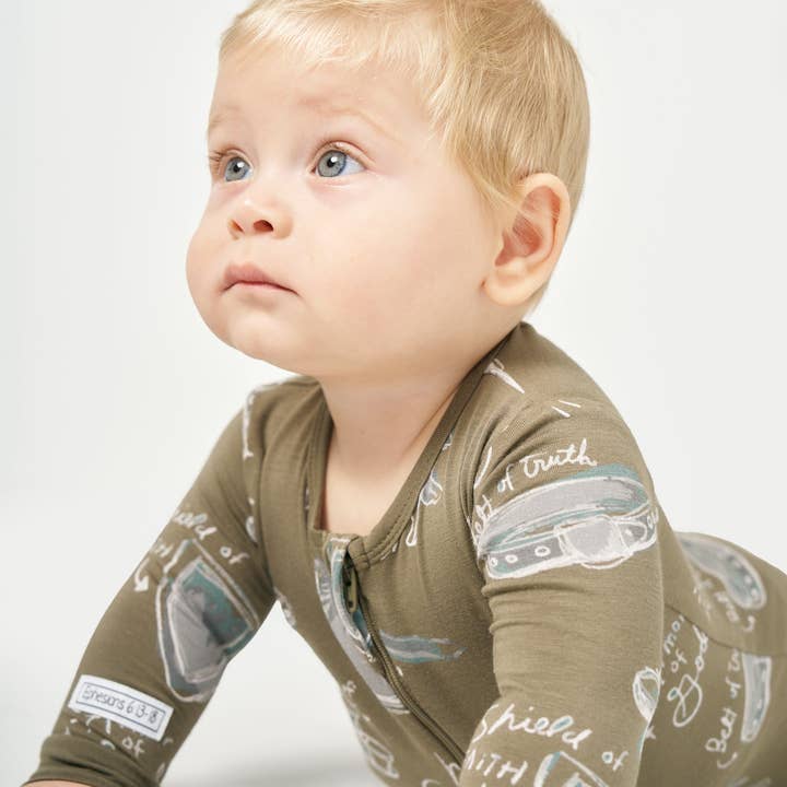 Armor of God Green PJ Footed Onesie Bamboo and other Purchase Wholesale wonder and wise. Free Returns & Net 60 Terms on Faire trending on Faire.