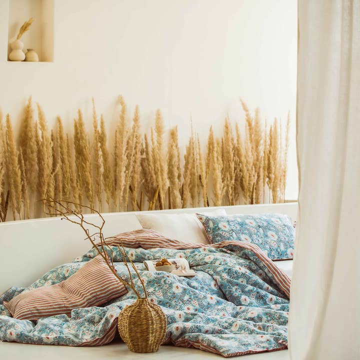 Mable Blue Linen Mabel Duvet Cover-Blue for wholesale on Faire