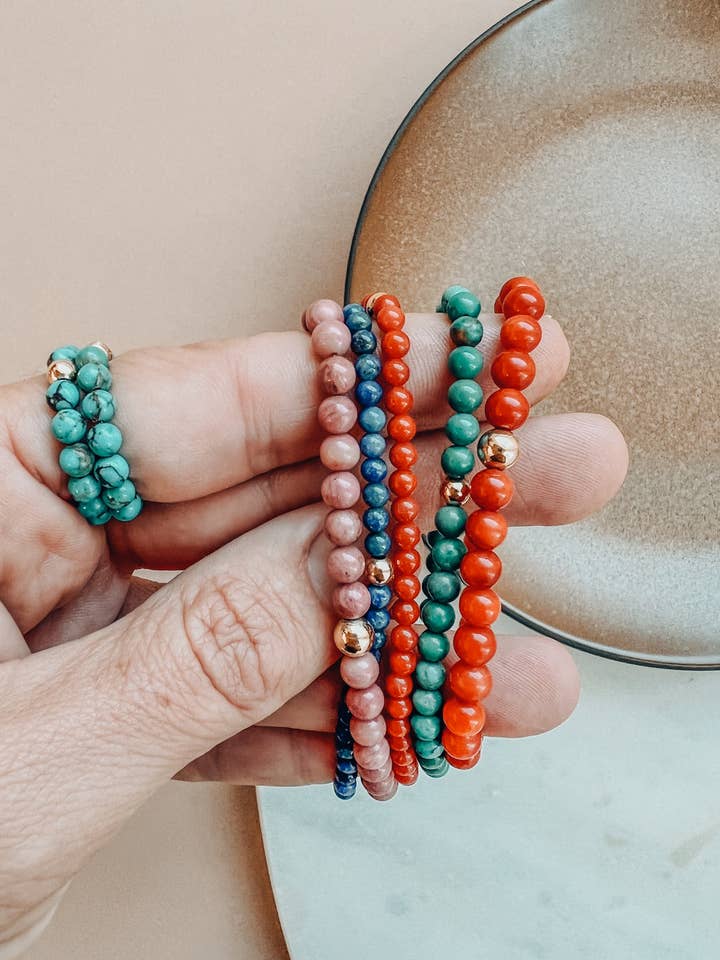 Vintage Collection of Red Coral + Gold || Bracelet for wholesale by CanyonLeaf