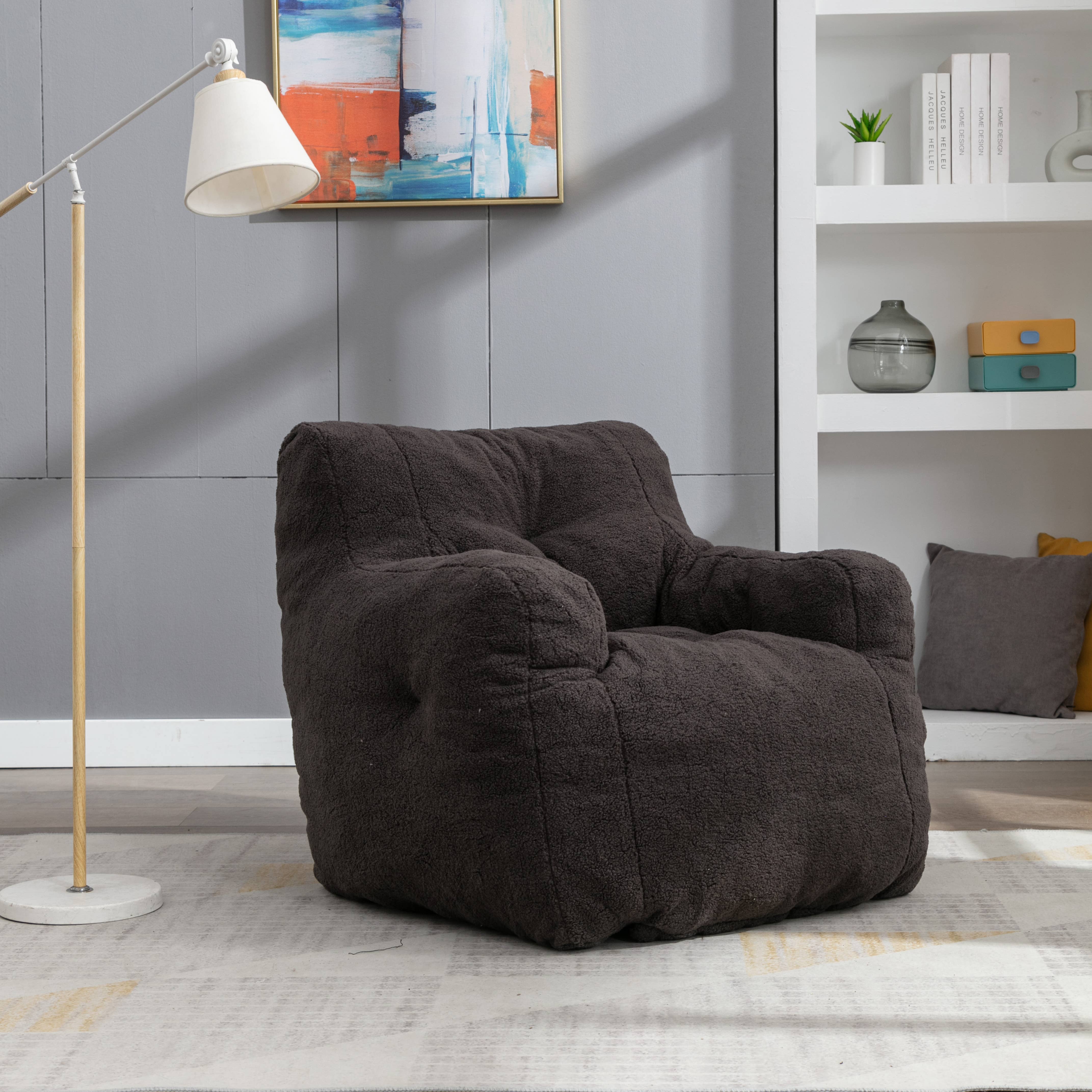 39F Inc. - Wholesale Chair - Tufted Teddy Fabric Bean Bag Chair with Ergonomic Backrest15