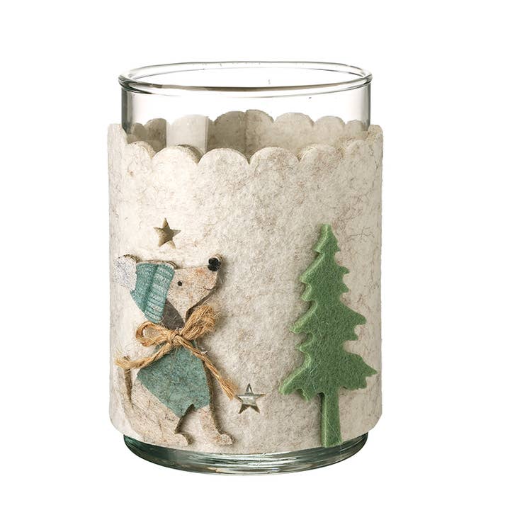 Heaven Sends – wholesale Candle holder – GLASS LED T-LIGHT WITH FELT DEC HOLDER